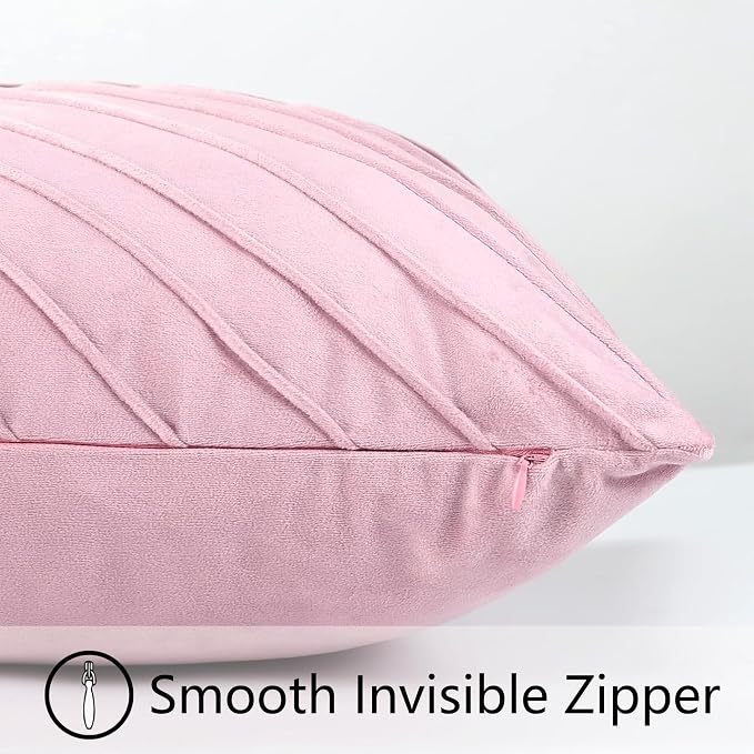 Velvet Throw Pillow Covers 18x18 Pack of 2 Gold Decor Blush Pink