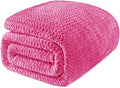 Exclusivo Mezcla Soft Fleece Blanket King Size for Bed, Sofa, Hot Pink | 90"x104" Breathable Lightweight Flannel Blanket for Summer, Plush Cozy Jacquard Wave for Home Decor