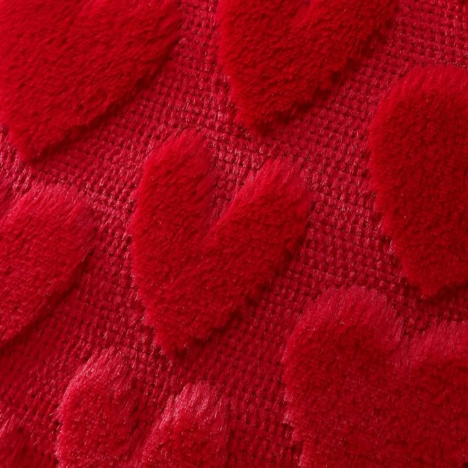 Artscope Valentines Pillow Covers 18x18 Set of 2 Decorative Love Heart Valentines Day Throw Pillow Cases Soft Plush Faux Fur Couch Cushion Case for Holiday Sofa Bed Room Home Decor-Red Heart