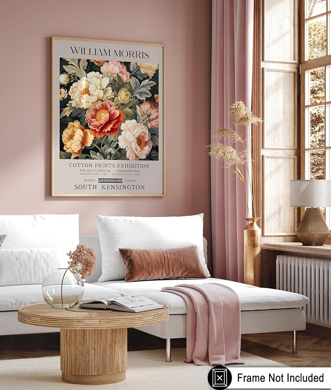 Poster Master William Morris Poster - Peony Print - Botanical Art - Flower Art - Exhibition Artwork - Animal Creation - Floral Piece - Aesthetic Illustration - Colorful Office or Bedroom Decor - 24x32 UNFRAMED Wall Piece