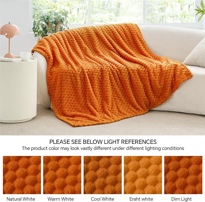 BEDELITE Fall Blanket for Couch, Soft Autumn Gifts for Women, Orange,60*80 | 3D Jacquard Decorative Fleece Blanket, Super Soft Plush Throws, Cute Birthday Gift for Women & Men, Suitable for Autumn