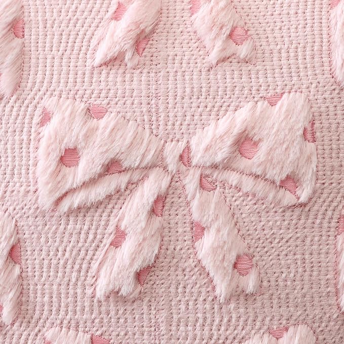 Artscope Valentines Bow Pillow Covers 16x16 Set of 2 Decorative Valentine's Day Throw Pillow Cases Soft Plush Faux Fur Couch Cushion Case for Holiday Sofa Bed Room Home Decor-Pink Bow