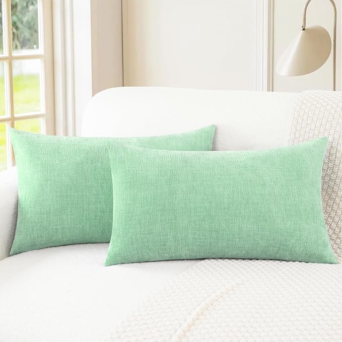 CaliTime Decorative Couch Throw Pillow Covers 20 X 12 Inches Grey Green