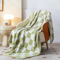 SeaRoomy Fuzzy Checkered Throw Blanket for Bed Decor,Green 90"X90" | Warm,Cozy,Fluffy,Lightweight,Gift for Women Couch Sofa Bed Room Decor
