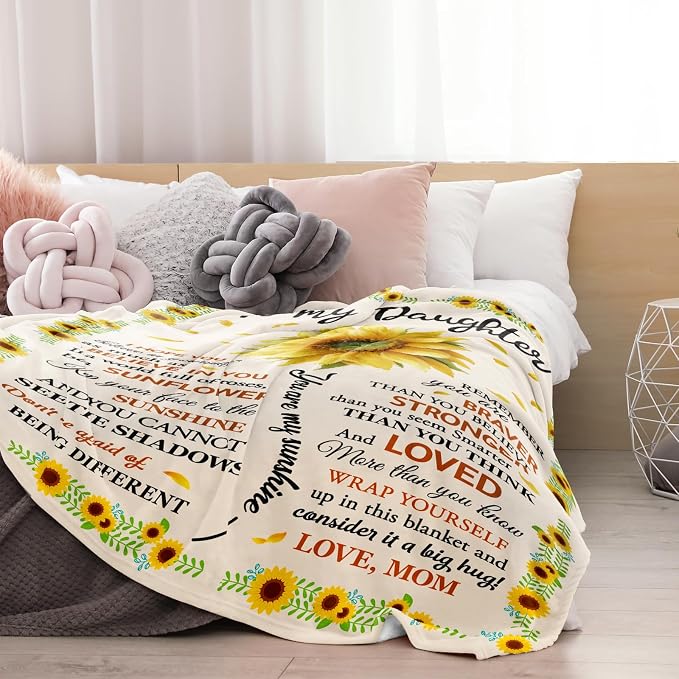 Daughter Gifts from Mom, Daughter Birthday Graduation Christmas Valentines Mothers Day Wedding Gifts, Soft Throw Blanket 60inx50in