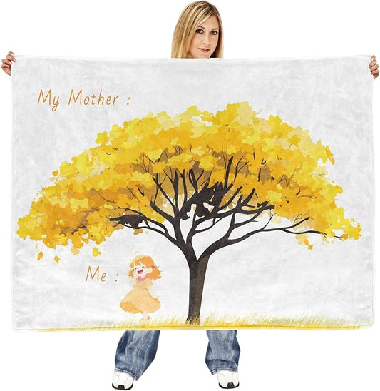 TURMTF Sentimental Mother-Daughter Blanket Gift for Love & Gratitude, My Mother & Me Tree of Nurture, Heartwarming Gift for Mom on Mothers Day Birthday Christmas, Cozy Fleece Throw Blanket 55"x70"