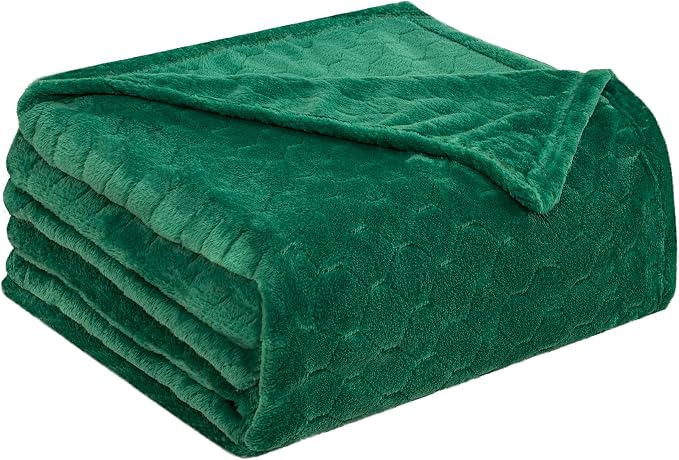 TOONOW Fleece Blanket Super Soft Cozy Throw Blanket 50" x 60", Lightweight Fuzzy Comfy Textured Flannel Blanket Warm Plush Throw Blankets for Couch, Sofa, Bed, Emerald