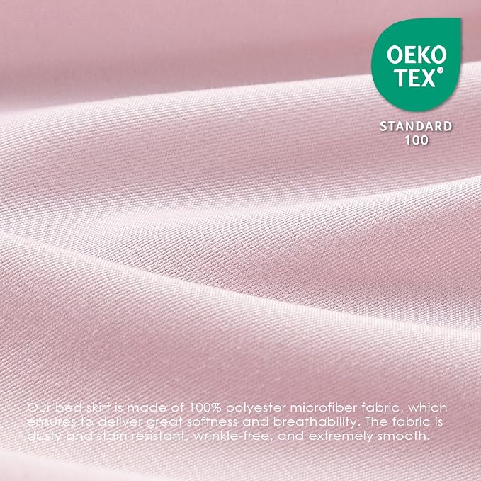 FreshCulture King Bed Skirt, Dust Ruffle for King Size Bed, Easy Fit with 22-Inch Tailored Drop, Elastic Wrap Around Bed Skirt King Size, Hotel Quality Bed Skirts for Adjustable Bed (Dusty Pink)