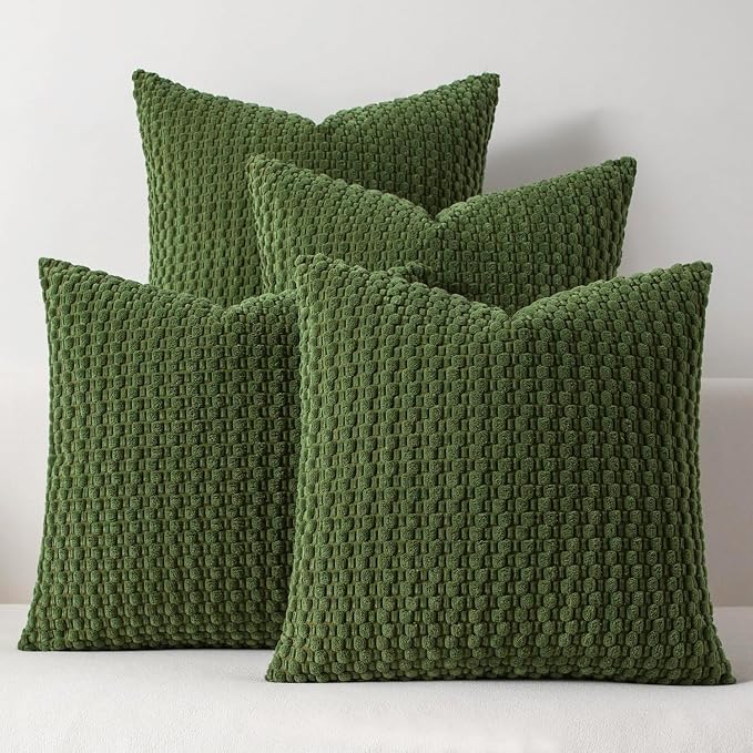 Boho Corduroy Throw Pillow Covers 20x20 Inch Set of 4 Soft Plush