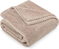 PAVILIA Soft Fleece Taupe Tan Throw Blanket for Couch, Lightweight Plush Warm Blankets for Bed, Fuzzy Cozy Flannel Blanket Throw for Sofa, Travel, Jacquard Pattern, Taupe/Camel, Twin, 60x80 inch