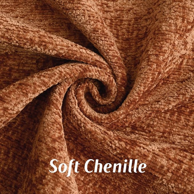 FUTEI Pack of 2 Chenille Soft Throw Pillow Covers 18x18 Inch, Rust