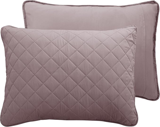 Easy-Going Reversible Quilt Set Full/Queen, Bedspread with 2 Shams | Pink/Beige, Lightweight Bed Comforter, 1 Quilt + 2 Pillow Shams, All-Season Coverlets for Bedroom
