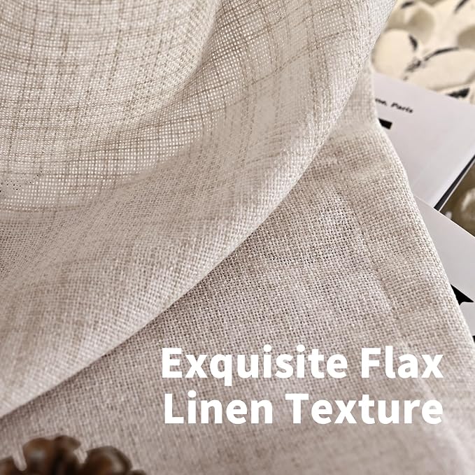 YoungsTex Natural Linen Back Tab Curtains 84 Inch Length 2 Panels - Light Filtering Drapes Rustic Semi Sheer Window Treatments for Living Room Bedroom, 40 X 84 Inch