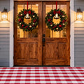 Christmas Buffalo Plaid Rug 5x7 Ft, Red White Indoor Outdoor Rug | Cotton Blend, Hand-Woven Look, Machine Washable, Layering Rug, Porch Entryway Decor