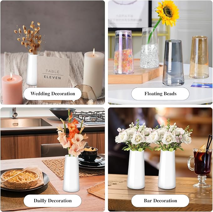 Glass Vase -Small Glass Vases for Flowers，Clear Vases for Dried Flower，Vintage Vases for Centerpieces，for Rustic Wedding Decorations，Home Table Flower Décor (White, Small)
