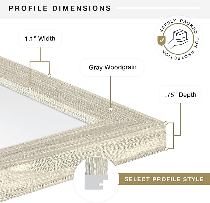 MCS Studio Gallery Poster Frame, 18x24, Gray Woodgrain