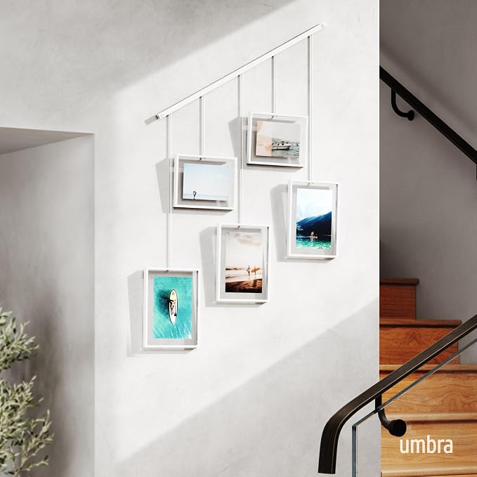 Umbra Exhibit Picture Frame Gallery Set Holds Five Photos, White