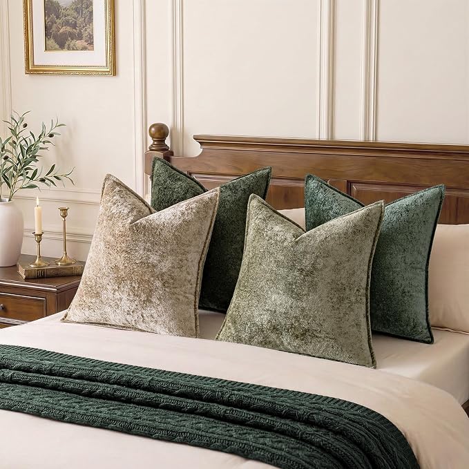 a moment Throw Pillow Covers 24X24 Inch 4 Packs,Soft Velvet Decorative Pillow Cases with 3D Ice Flower,Texture Modern Accent Cushion Covers for Sofa Couch Home Decor Quiet Oasis