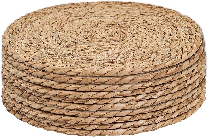 13.5'' Round Woven Placemats Set of 10, Boho Rattan Chargers for Dinner Plates, Round Rattan Placemats,for Dining Table,Wedding, Farmhouse,Outdoor and Christmas