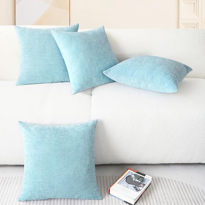 CaliTime Decorative Throw Pillow Covers 18 X 18 Inches Light Blue Grey