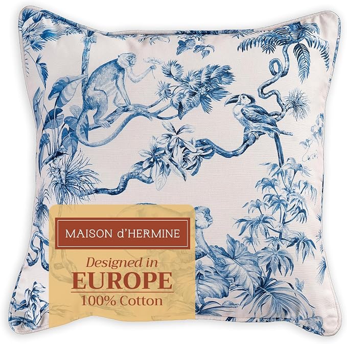Maison d' Hermine Throw Pillow Covers 100% Cotton (20" x 20" - Pack of 1)