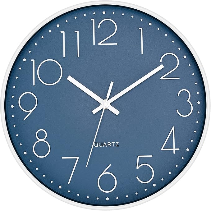 Foxtop 12" Modern Wall Clock Silent Battery Operated Analog Clock, Cerulean | Non Ticking, Quartz, Round, Easy to Read, Bedroom, Kitchen, Living Room, Office