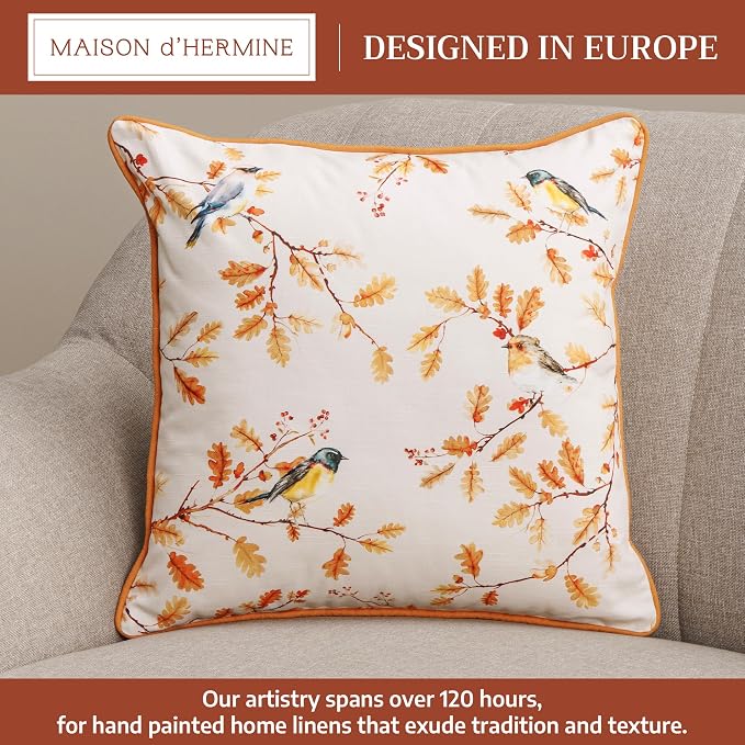 Maison d' Hermine Throw Pillow Covers 100% Cotton (18" x 18" - Pack of 1)
