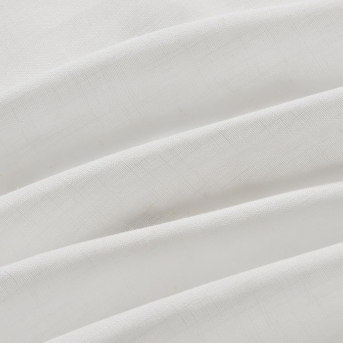 Off White Linen Curtains 84 Inch Length for Living Room Bedroom 2 Panels Set Rod Pocket Light Filtering Semi Sheer Window Curtains 52 Inch Width Boho Farmhouse Linen Drapes, W52xL84