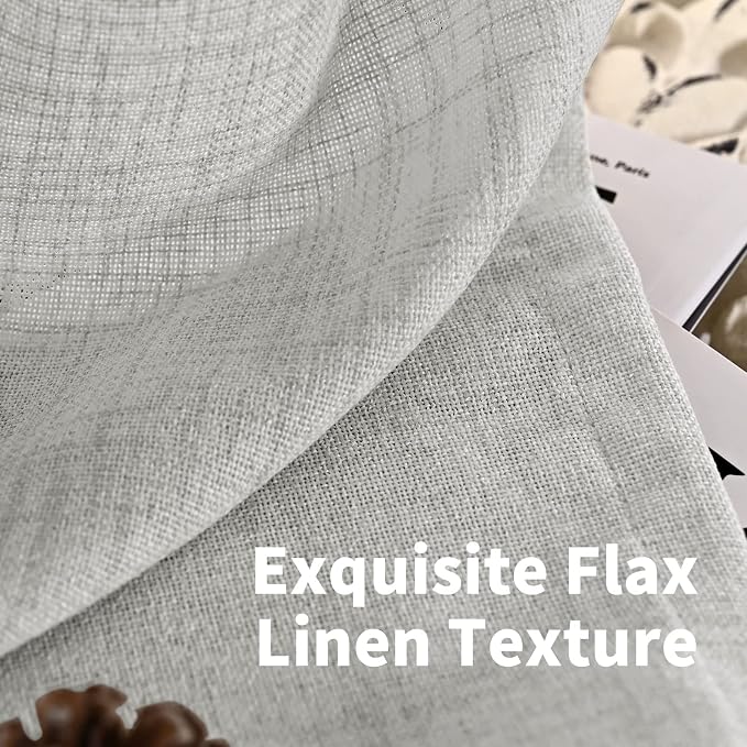 YoungsTex Light Grey Linen Curtains 78 Inch Length for Living Room 2 Panels | Semi Sheer Drapes with Rod Pocket Back Tab for Bedroom Office Dining Light Filtering, 52 X 78 Inch