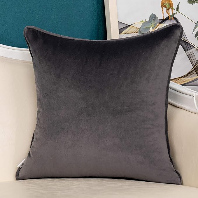 Yangest Grey Striped Patchwork Throw Pillow Cover Silver Leather Cushion Cover Zippered Pillowcase for Sofa Couch Bedroom Living Room Home Decoration,20x20 Inch