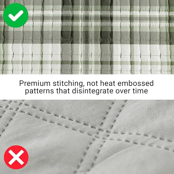 Queen Quilt-Lightweight Bedspread Plaid Quilt Queen Size Quilt Bedding Set | Reversible Lightweight Bedspreads Coverlet for All Seasons, Suitable for Bed, Couch, 3 Pieces, 90"x94"