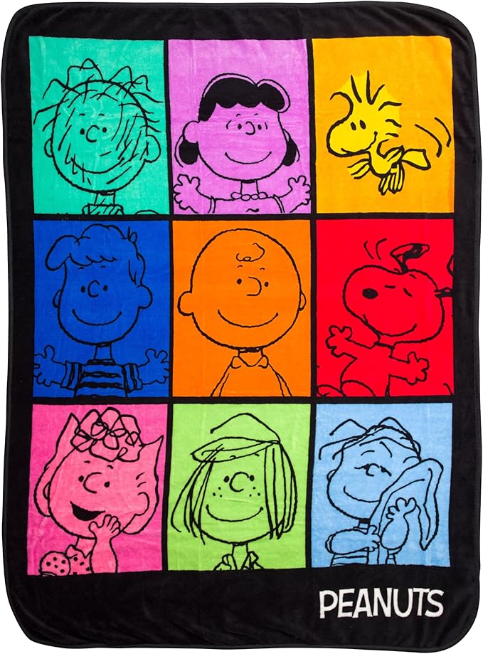Silver Buffalo Peanuts Pig-Pen Lucy, Fleece Throw Blanket, 45x60in | Woodstock, Schroeder, Charlie Brown, Snoopy, Sally, Peppermint Patty, Linus, Soft and Cozy, 250 GSM