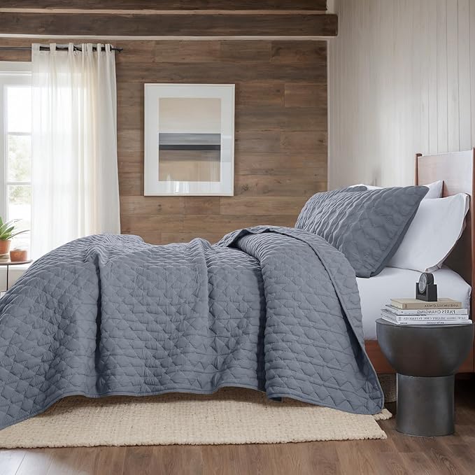 WDCOZY Blue Twin Quilt Size Bedding Sets with 1 Pillow Sham, Lightweight Soft Bedspread Coverlet, Quilted Blanket Thin Comforter Bed Cover for All Season, 2 Pieces, 68x90 inches