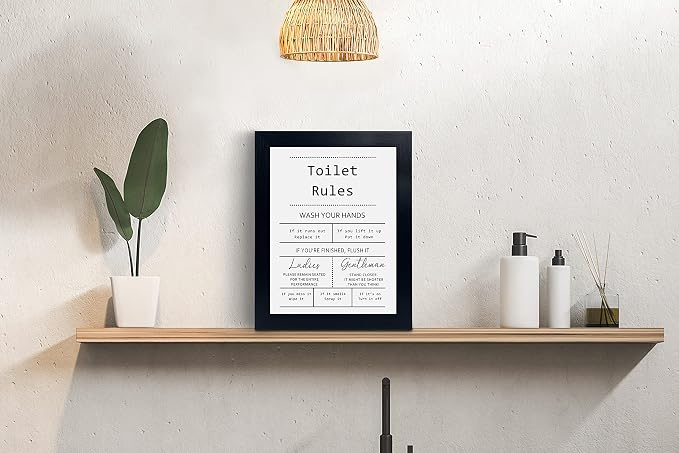 YongArt Toilet Rules Quotes Bathroom Sign - Funny Bathroom Decor Bathroom Signs, Funny Bathroom Wall Art, Bathroom Decor Signs, Funny Bathroom Signs, Toilet Art, Guest Bathroom Wall Decor