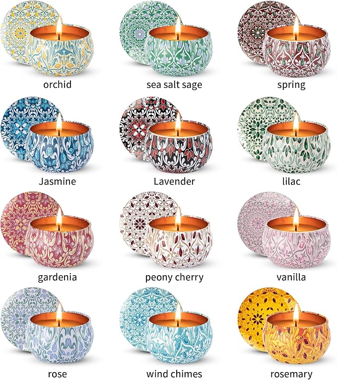 Alikiai Scented Candles for Women, Candles for Home Scented, 12 Pack Soy Wax Christmas Candles Set, Birthday Gifts for Women Best Friends Sister Colleague