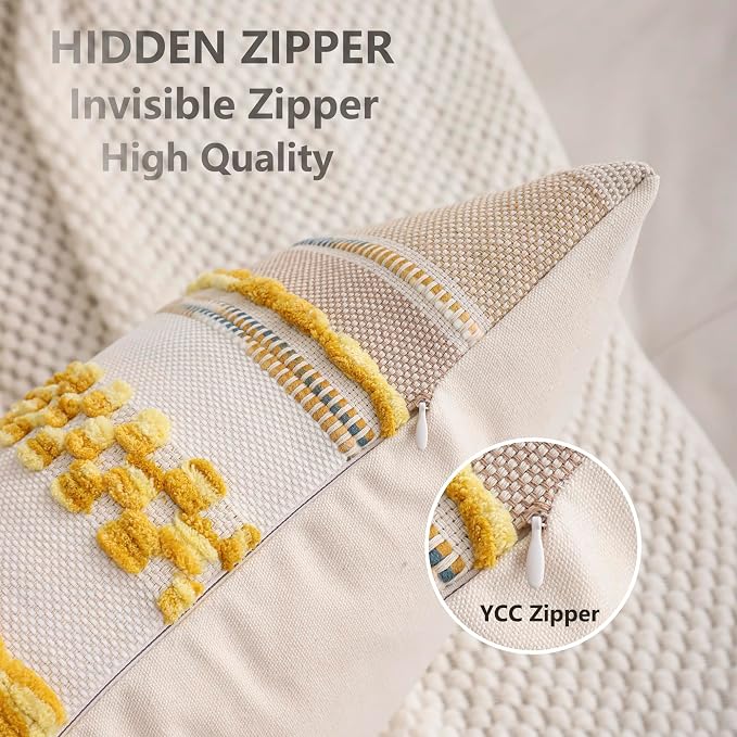 Body Throw Pillow Cover 14x36 Long Boho Decor Yellow
