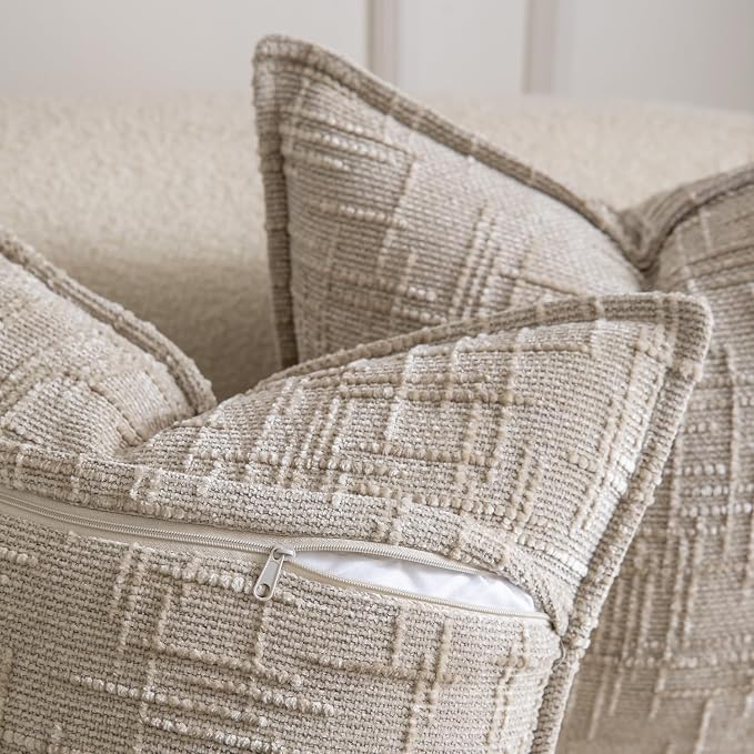 MADIZZ Pack of 2 Chenille Throw Pillow Covers 20x20 Inch Taupe Soft Neutral Decorative Throw Pillows for Couch Sofa Boho Accent Cushion Covers Modern Farmhouse Home Decor for Bedroom Living Room