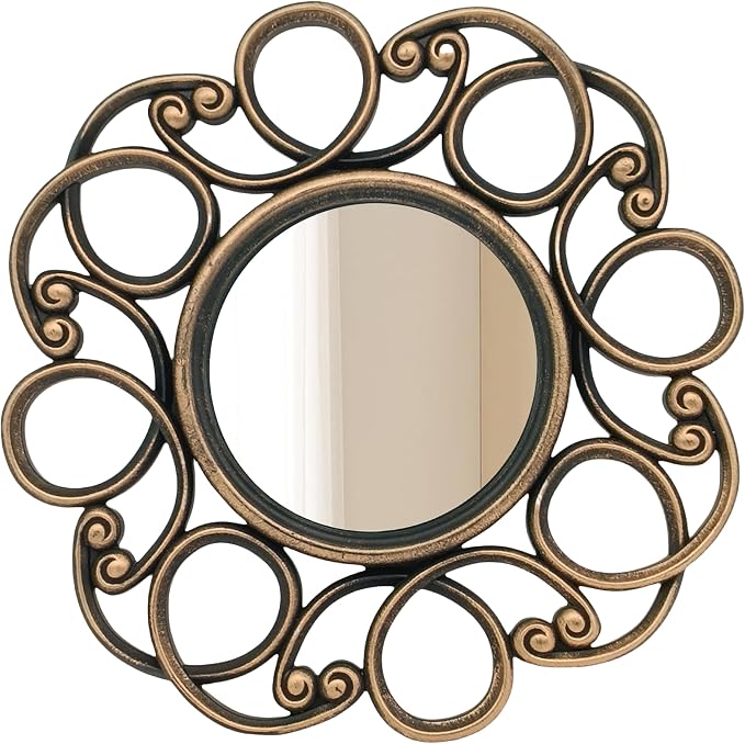 Retro Gold Mirrors for Wall Pack of 3. Round Mirrors. Decorative Mirrors.Small Wall Mirrors for Decor Home Decor.Plastic Frames.Glass Mirrors.Make Old Gold Color.NOT A Large Bathroom Vanity Mirror.