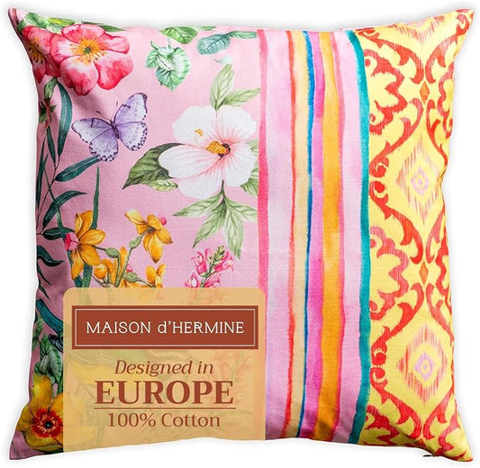 Maison d' Hermine Throw Pillow Covers 100% Cotton (20" x 20" - Pack of 1)