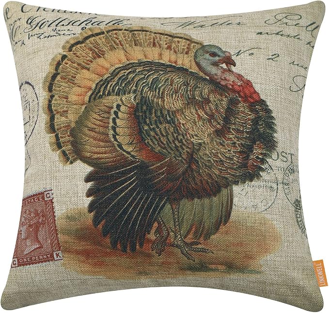 Thanksgiving Throw Pillow Covers 18x18 inches for Autumn Decorations Farmhouse Turkey Decorative Cushion Case Fall Decor Pillowcase Sofa Couch CC1831