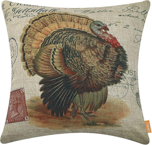 Thanksgiving Throw Pillow Covers 18x18 inches for Autumn Decorations Farmhouse Turkey Decorative Cushion Case Fall Decor Pillowcase Sofa Couch CC1831