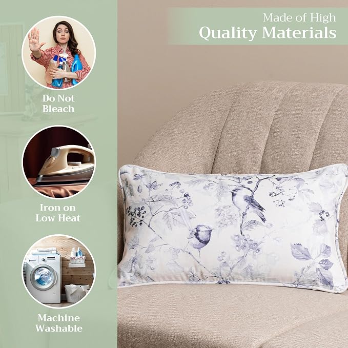 Maison d' Hermine Throw Pillow Covers 100% Cotton (12" x 20" - Pack of 1)