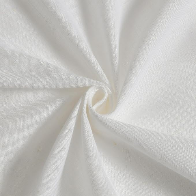 Off White Linen Curtains 96 Inch Semi Sheer Rod Pocket 2 Panels