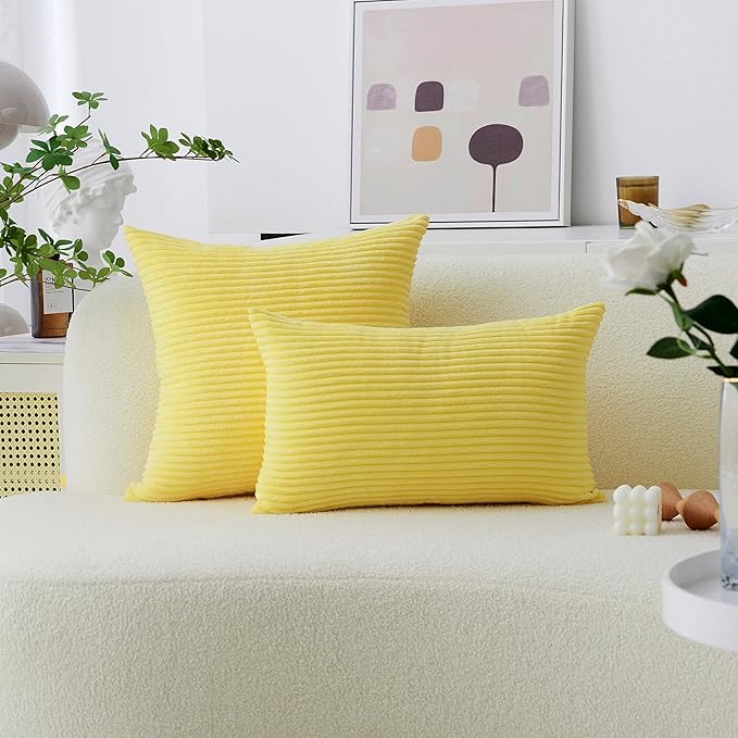 Home Brilliant Yellow Pillow Covers Super Soft Velvet Couch Throw Pillows 2 Packs Decorative Pillow Cases for Men Elder, 50x50 cm, 20 x 20 Inch, Sundress