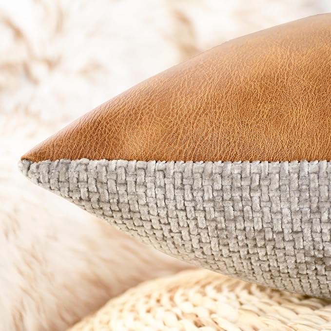 CaliTime Decorative Couch Throw Pillow Covers 16 X 16 Inches Taupe