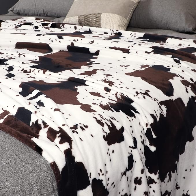 Edenleaf Flannel Cow Print Blanket 60"x80", Ultra Cozy Cow Throw Blanket for Couch Bed and Travel, Cow Decor Throw Blankets for Bed, All Seasons Twin Size Blanket 60"x80"