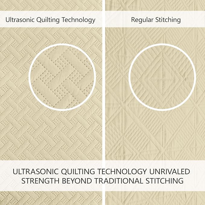FLYMME Quilts King Size,Lightweight Butter Yellow Bedspreads,Basket Weave Pattern,Ultra Soft Microfiber Bed Coverlet 3 Pieces for All-Seasons (1 Quilt,2 Pillow Shams)