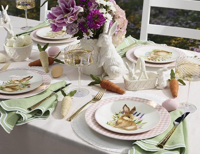 Lenox Bunny 4-Piece Easter Accent Plates, Appetizer Plate Set for 4
