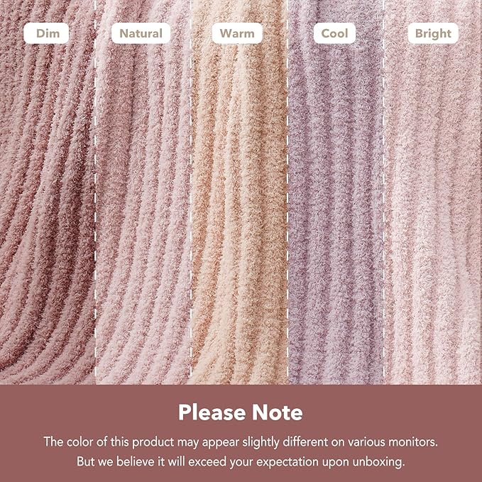 Snuggle Sac Summer Pink Throw Blanket for Couch, Soft Cozy Ribbed Fluffy Blankets for Women, Warm Microfiber Knit Cute Throws for Girls Daughter Gifts, Pink, 50x60 inches
