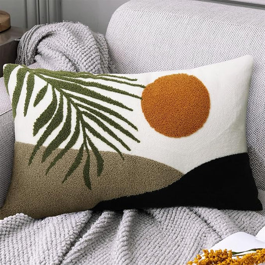 Adabana Boho Lumbar Pillow Cover 12x20 Inch Embroidered Throw Pillow Cover